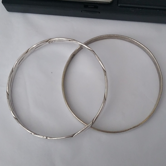Sterling Silver 925 Taxco Mexico Bangle Bracelets, set of 2 - Picture 7 of 11
